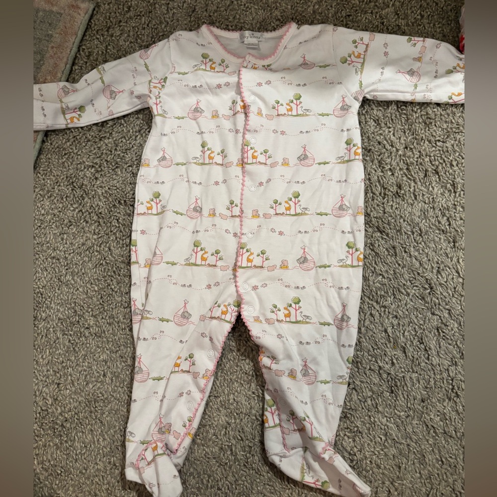 Kissy Kissy Pink and White Footue pajamas with snaps
